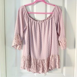 DR2 Women’s Mauve Pink/Purple Ruffle Classy Lace Blouse